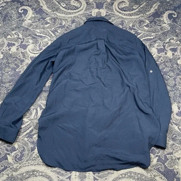 Calvin Klein Polyester Long Sleeve Button Up Black Top Womens Size Medium - Picture 8 of 8